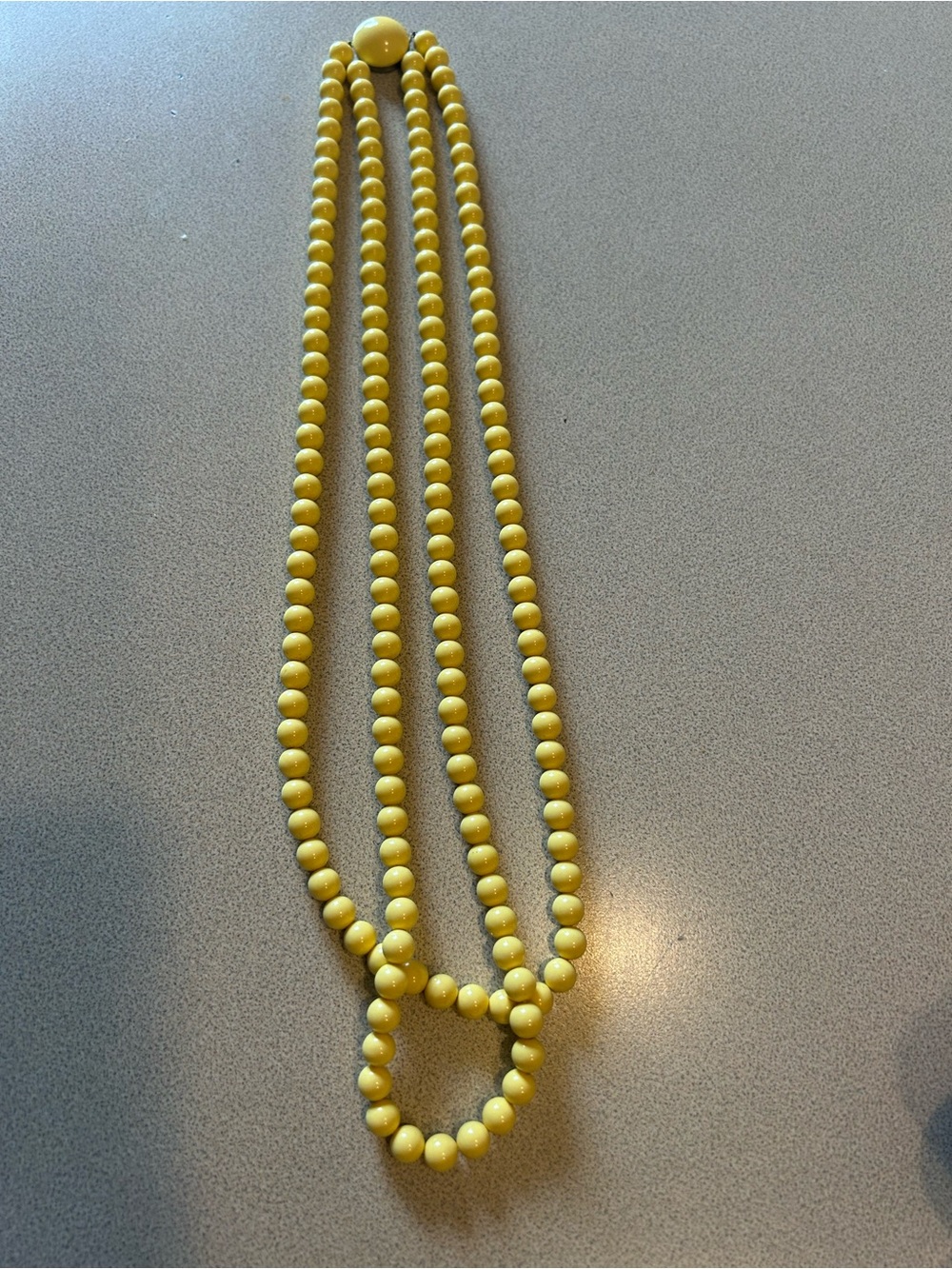Vintage signed Richelieu Double-Strand Butter Yellow Bead Necklace with clasp